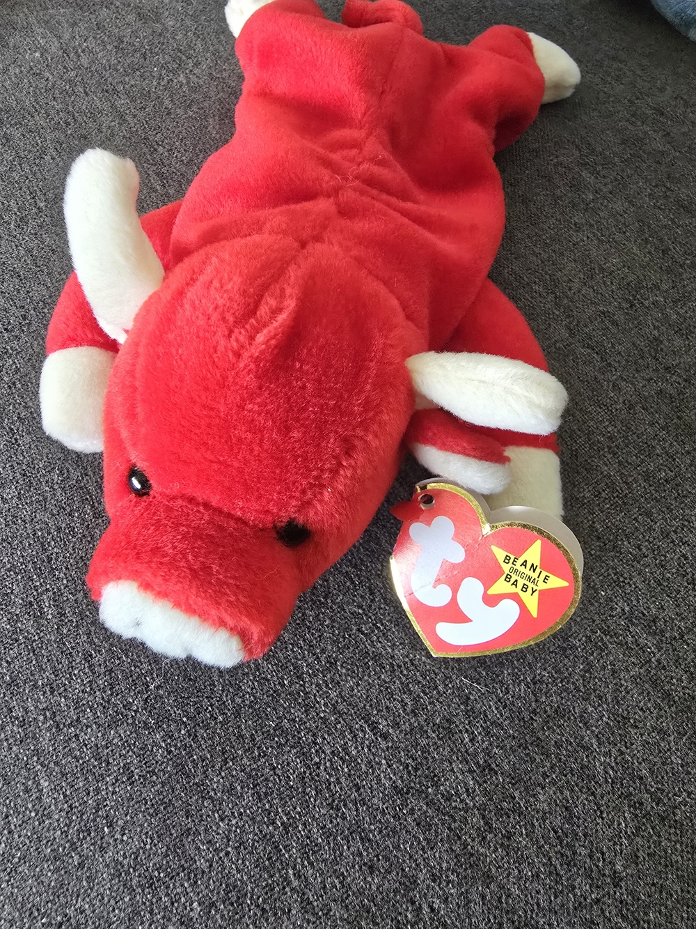 💖=3/$20 Vintage Ty Beanie Baby - Snort The Red Bull (1995 / Retired with Tags)